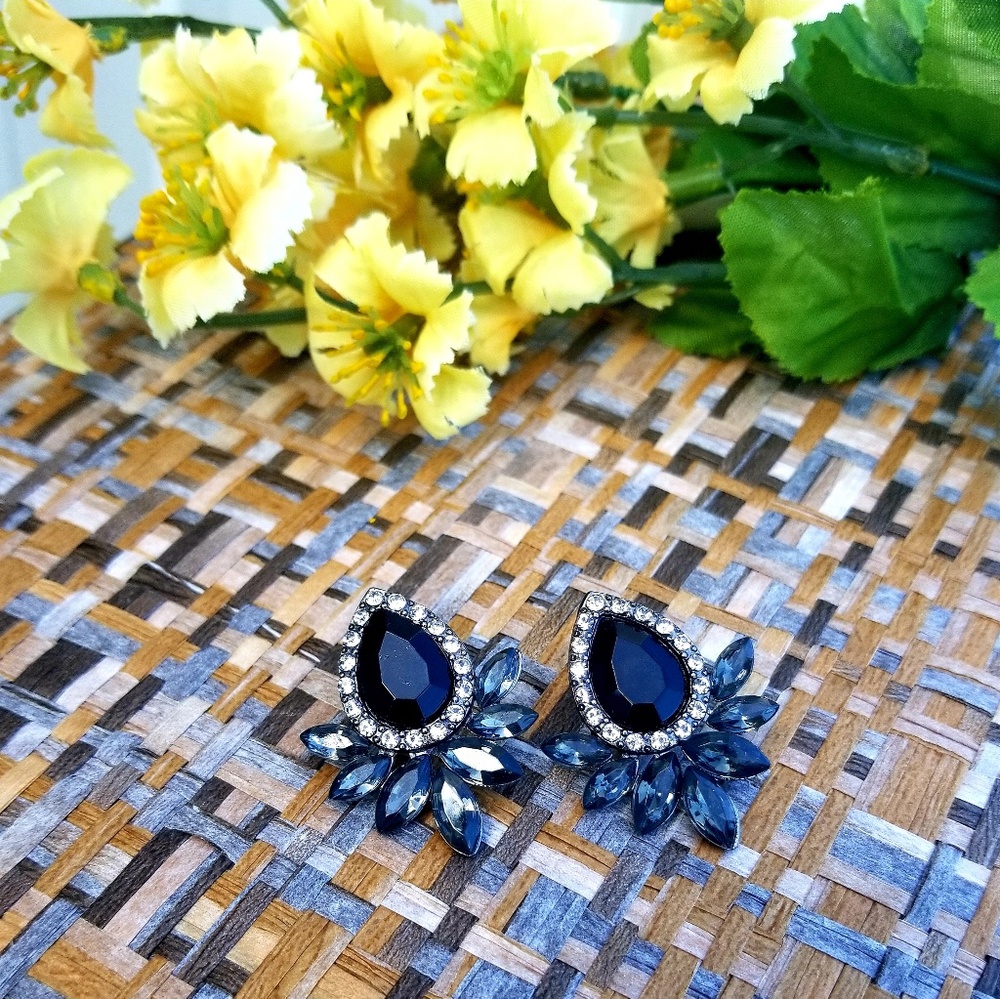 Black Crystal Stud Earrings